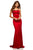 Sherri Hill - 52613 Long Scoop Neck Fitted Dress With Train In Red