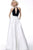 Jovani - 66295 Halter Neck Long A-line Dress In Black and White