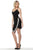 Jovani - 68988 Thin Strapped Short Sheath Dress In Black and Silver