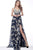 Jovani - 65146 Floral Long A-line Dress In Blue and Multi