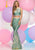 Zoey Grey - High Neck Tulle Sheath Dress 30899 in Green and Neutral