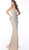 Jovani - 63160 Beaded Illusion Halter Sheath Dress In Neutral