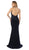 Nox Anabel - A175 Applique Halter Neck Trumpet Dress In Blue