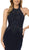 Nox Anabel - A175 Applique Halter Neck Trumpet Dress In Blue