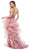 Nox Anabel - A178 Applique V-neck High Low A-line Dress In Pink