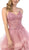 Nox Anabel - A178 Applique V-neck High Low A-line Dress In Pink