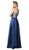 Nox Anabel - A180 Deep V-neck A-line Dress With Strappy Back In Blue