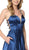 Nox Anabel - A180 Deep V-neck A-line Dress With Strappy Back In Blue