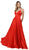 Nox Anabel - A180 Deep V-neck A-line Dress With Strappy Back In Red