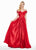 Ashley Lauren - 1343 Surplice Off Shoulder Satin Ball Gown In Red