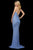 Sherri Hill - 53132 Fully Beaded Halter Neck Sheath Dress In Blue