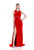 Terani Couture - 1612P0518A Accented Jewel Neck Sheath Dress in Red