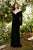 Tadashi Shoji - Wide V Neck Long Sleeve Velvet Evening Dress In Black