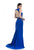 Terani Couture - 1612P0518A Accented Jewel Neck Sheath Dress in Blue