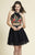 Dave & Johnny - A4438 Two Piece Floral Halter Cocktail Dress in Black