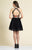 Dave & Johnny - A4438 Two Piece Floral Halter Cocktail Dress in Black