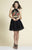 Dave & Johnny - A4438 Two Piece Floral Halter Cocktail Dress in Black