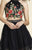 Dave & Johnny - A4438 Two Piece Floral Halter Cocktail Dress in Black
