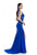 Terani Couture - 1612P0518A Accented Jewel Neck Sheath Dress in Blue