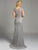 Lara Dresses - Beaded V-Neckline Sheath Evening Gown with Scalloped Edging 33232 in Silver and Gray