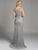 Lara Dresses - Beaded V-Neckline Sheath Evening Gown with Scalloped Edging 33232 in Silver and Gray