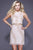 Shail K - 21238 Beaded Vine Pattern High Neck Dress In Pink