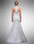 Dancing Queen - A7003 Beaded Lace Illusion Halter Mermaid Gown in White