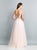 Dave & Johnny - A7536W Applique Deep V-neck Long A-line Dress In Pink