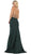 May Queen - RQ7638 Crystalline Tri-Band Plunging Trumpet Gown In Green