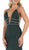 May Queen - RQ7638 Crystalline Tri-Band Plunging Trumpet Gown In Green