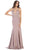 May Queen - RQ7638 Crystalline Tri-Band Plunging Trumpet Gown In Pink