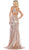 May Queen - RQ7648 Cutout Ornate Sequined High Slit Gown In Pink