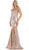 May Queen - RQ7648 Cutout Ornate Sequined High Slit Gown In Pink
