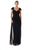 JS Collection - 861846 Ruched Cap Sleeve Criss Cross Mesh Dress in Blue