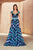 Tadashi Shoji - Cap Sleeves Sweetheart A-Line Dress In Blue and Multi