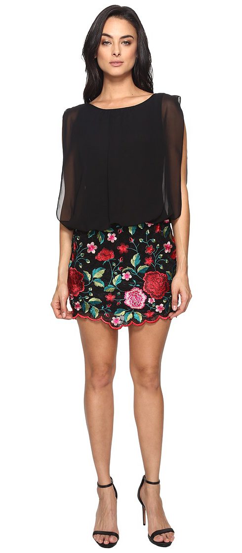 Aidan Mattox - MN1E200551 Blouson Embroidered Dress in Red and Multi-Color