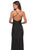 La Femme - 28206 Long Crisscross Strapped High Slit Sheath Gown In Black