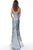 Jovani - 67452 Strapless See-Through Long Sheath Dress In Blue and Black
