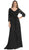 May Queen - Sheer Long Sleeve Floral Accented A-Line Evening Dress