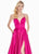 Ashley Lauren - 1390 Lace Up Open Back Satin Evening Dress In Pink and Red