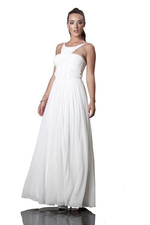 JS Collections - 863518 High Jewel Beaded Empire A-Line Gown in White