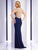 Clarisse - 2729 Illusion Cap Sleeve Sheath Gown in Blue