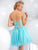 Clarisse - 2840 Gilded Lace A-Line Dress in Blue and Green