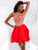 Clarisse - 2840 Gilded Lace A-Line Dress in Red