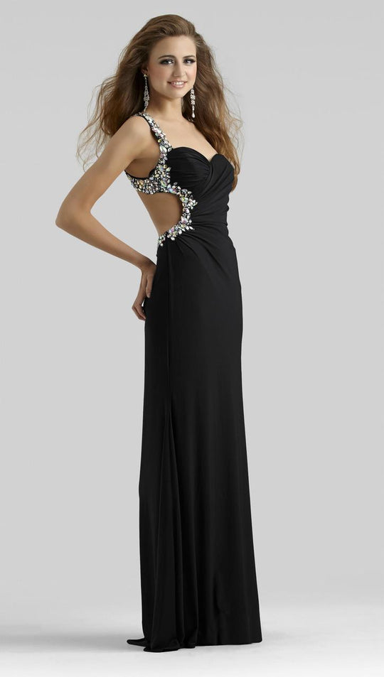 Clarisse - 2364 Bejeweled Sweetheart Dress in Black