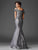Clarisse - M6420 Beaded Lace V-neck Mikado Mermaid Dress In Gray
