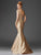 Clarisse - M6436 Embellished V-neck Trumpet Dress in Gold