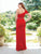 Clarisse - 4929 Butterfly Sleeve Asymmetrical Long Gown in Red