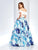 Clarisse - 4937 Off-Shoulder Two-Piece Floral Print Gown in White and Print