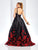 Clarisse - 4943 Rose Appliqued Sweetheart Gown in Black and Red
